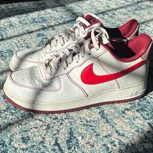 Nike Air Force 1 White and Red Sneakers